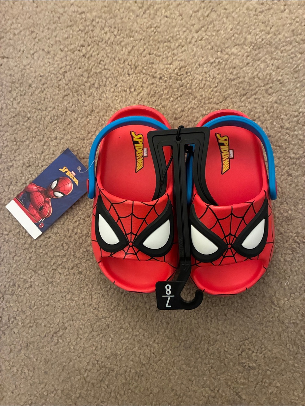 Marvel Spiderman Boys Slide Sandals With Back Strap - Various Sizes